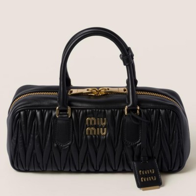 Miu Miu Arcadie Large Bag in Black Matelasse Leather