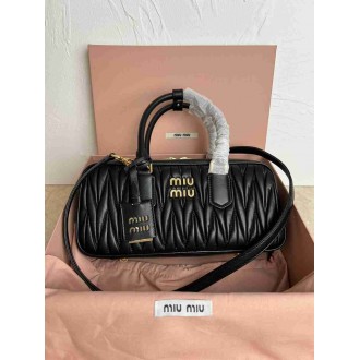 Miu Miu Arcadie Large Bag in Black Matelasse Leather