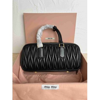 Miu Miu Arcadie Large Bag in Black Matelasse Leather