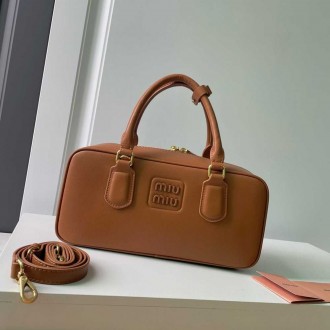 Miu Miu Arcadie Large Bag in Cognac Leather