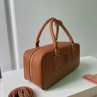 Miu Miu Arcadie Large Bag in Cognac Leather