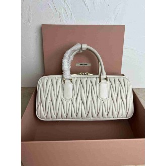 Miu Miu Arcadie Large Bag in White Matelasse Leather