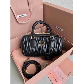 Miu Miu Arcadie Medium Bag in Black Matelasse Leather