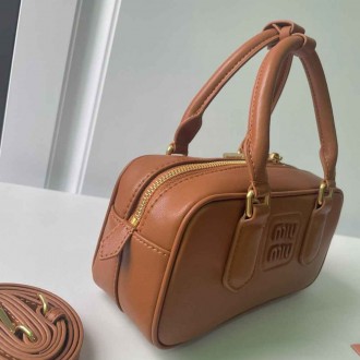 Miu Miu Arcadie Medium Bag in Cognac Leather