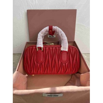 Miu Miu Arcadie Medium Bag in Red Matelasse Leather
