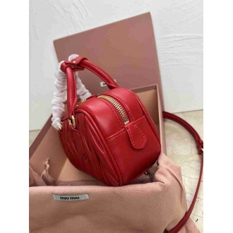 Miu Miu Arcadie Medium Bag in Red Matelasse Leather