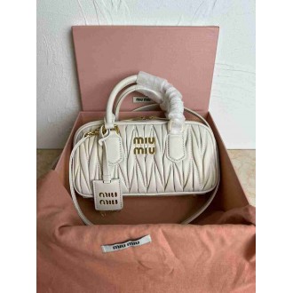 Miu Miu Arcadie Medium Bag in White Matelasse Leather