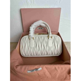 Miu Miu Arcadie Medium Bag in White Matelasse Leather