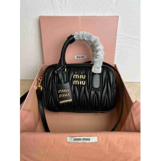Miu Miu Arcadie Small Bag in Black Matelasse Leather