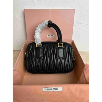 Miu Miu Arcadie Small Bag in Black Matelasse Leather