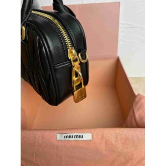 Miu Miu Arcadie Small Bag in Black Matelasse Leather