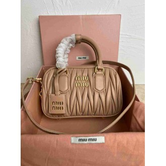 Miu Miu Arcadie Small Bag in Brown Matelasse Leather