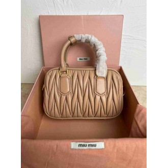 Miu Miu Arcadie Small Bag in Brown Matelasse Leather