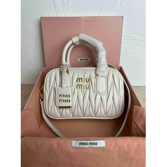 Miu Miu Arcadie Small Bag in White Matelasse Leather