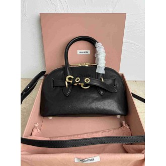 Miu Miu Aventure Small Top-handle Bag in Black Nappa Leather