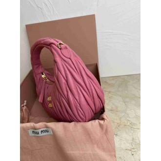 Miu Miu Wander Hobo Bag in Begonia Pink Matelasse Leather