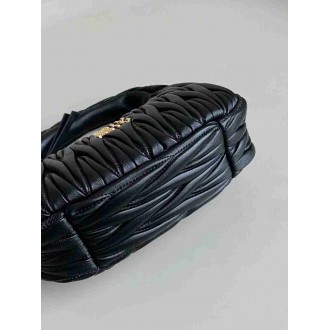 Miu Miu Wander Hobo Bag in Black Matelasse Leather