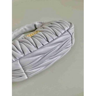 Miu Miu Wander Hobo Bag in Pearl Gray Matelasse Leather