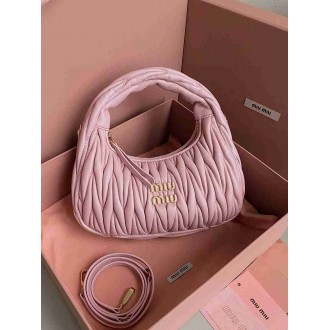 Miu Miu Wander Hobo Bag in Pink Matelasse Leather