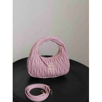 Miu Miu Wander Hobo Bag in Pink Matelasse Leather
