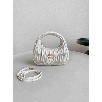 Miu Miu Wander Hobo Bag in White Matelasse Leather