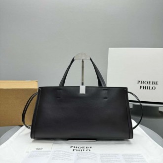 Phoebe Philo Small Kit Cabas Bag in Black Calfskin