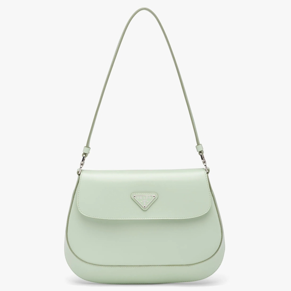 Prada Aqua Brushed Leather Cleo Shoulder Bag with Flap