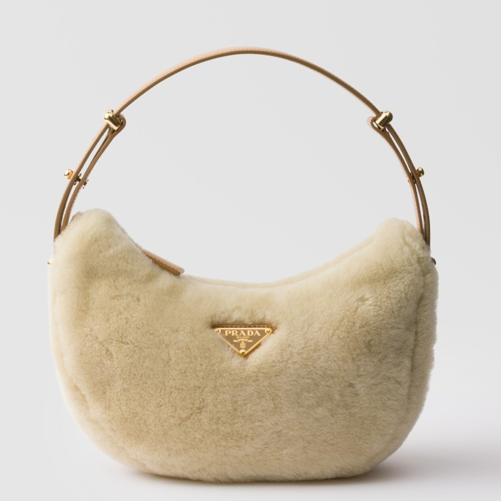 Prada Arque Small Shoulder Bag in Shearling