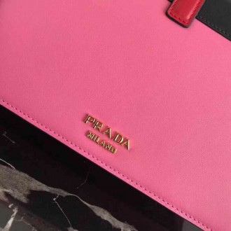 Prada Belle Shoulder Bag In Black Pink Calfskin