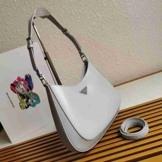 Prada Cleo Shoulder Large Bag In Blue Brushed Leather