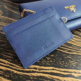 Prada Continental Wallet In Blue Saffiano Leather