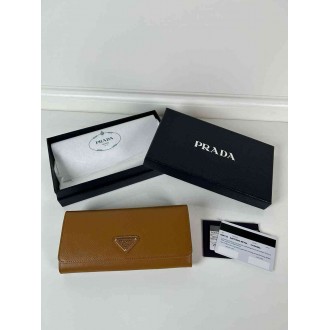 Prada Flap Continental Wallet in Caramel Saffiano Leather