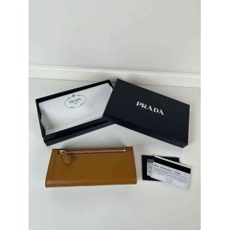 Prada Flap Continental Wallet in Caramel Saffiano Leather