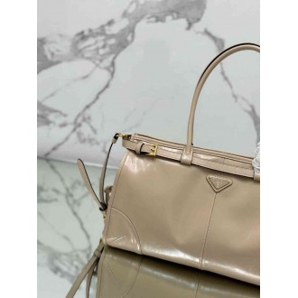 Prada Large Tote Bag in Beige Soft Leather
