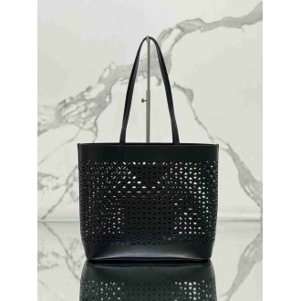 Prada Large Tote Bag in Black Perforated Leather