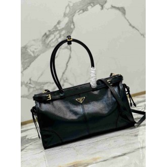 Prada Large Tote Bag in Black Soft Leather
