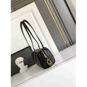 Prada Medium Top-handle Bag in Black Leather with Padlock