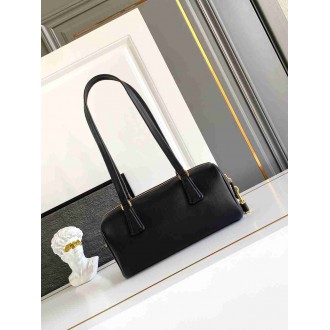 Prada Medium Top-handle Bag in Black Leather with Padlock