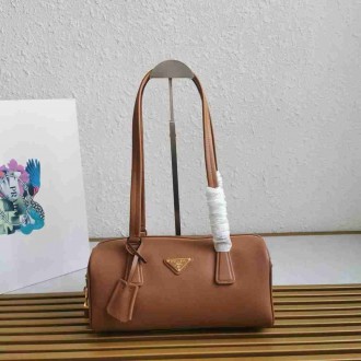 Prada Medium Top-handle Bag in Caramel Leather with Padlock