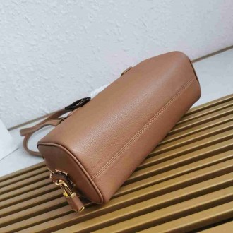 Prada Medium Top-handle Bag in Caramel Leather with Padlock