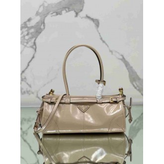 Prada Medium Tote Bag in Beige Soft Leather