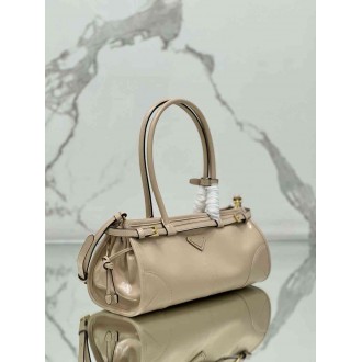 Prada Medium Tote Bag in Beige Soft Leather