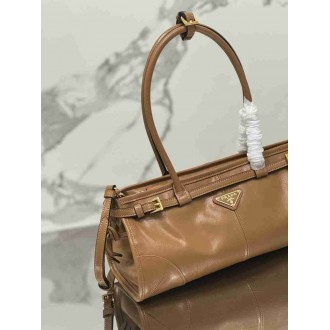 Prada Medium Tote Bag in Brown Soft Leather