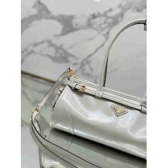 Prada Medium Tote Bag in Ivory Soft Leather