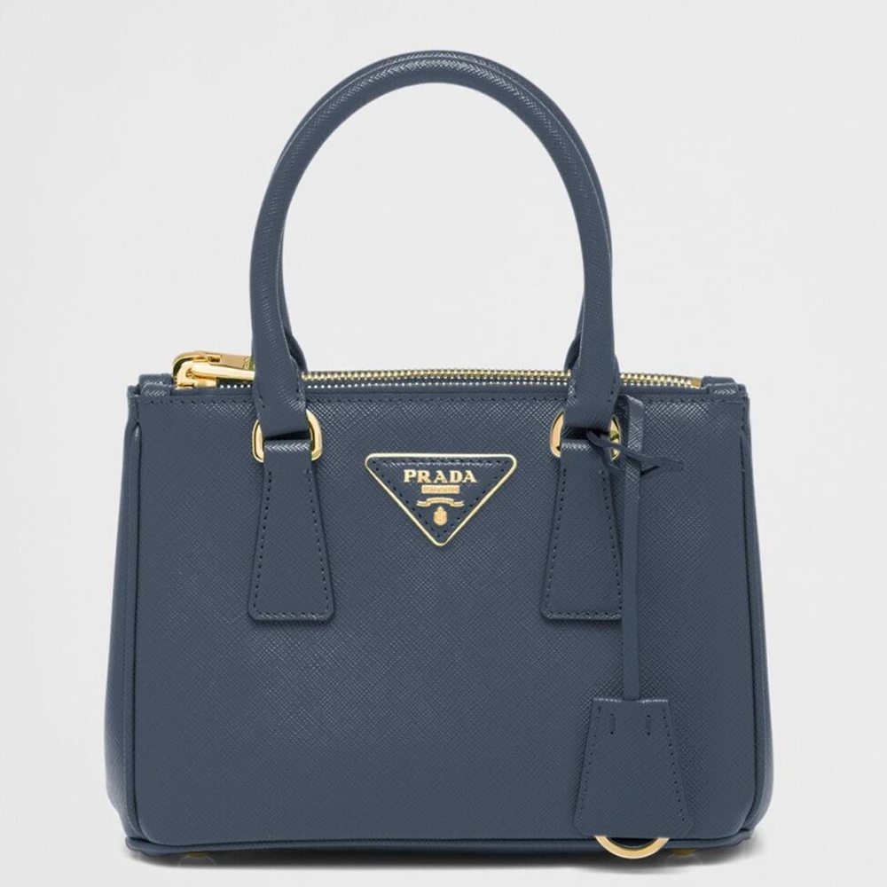 Prada Mini Galleria Bag in Blue Saffiano Leather