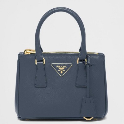Prada Mini Galleria Bag in Blue Saffiano Leather