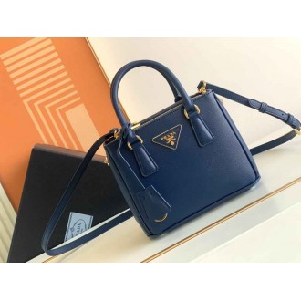 Prada Mini Galleria Bag in Blue Saffiano Leather