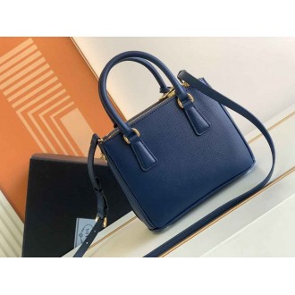 Prada Mini Galleria Bag in Blue Saffiano Leather