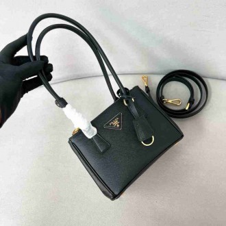 Prada Mini Galleria Shoulder Bag in Black Saffiano Leather