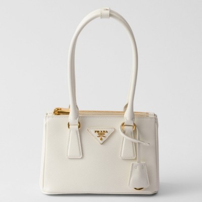 Prada Mini Galleria Shoulder Bag in White Saffiano Leather